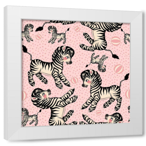 Cute Zebra Pattern White Modern Wood Framed Art Print by Lavoie, Tina