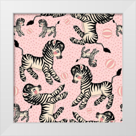 Cute Zebra Pattern White Modern Wood Framed Art Print by Lavoie, Tina
