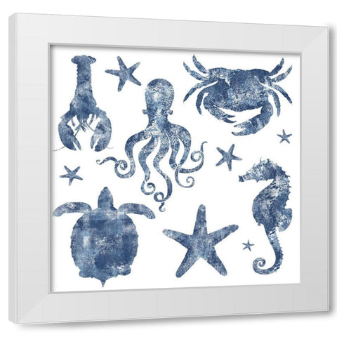 Marine Life Grouping Repeat White Modern Wood Framed Art Print by Lavoie, Tina