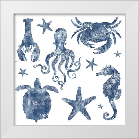 Marine Life Grouping Repeat White Modern Wood Framed Art Print by Lavoie, Tina