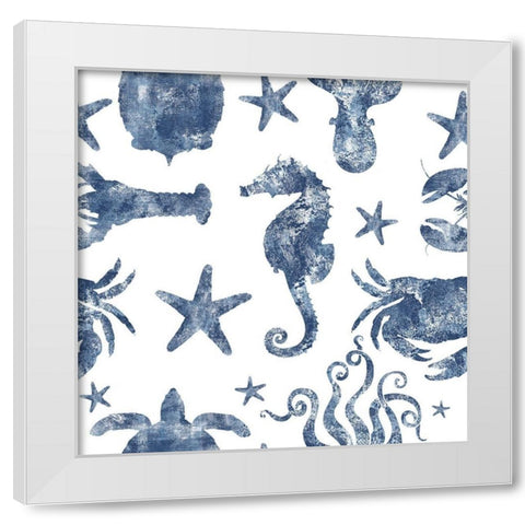 Marine Life Repeating White Modern Wood Framed Art Print by Lavoie, Tina