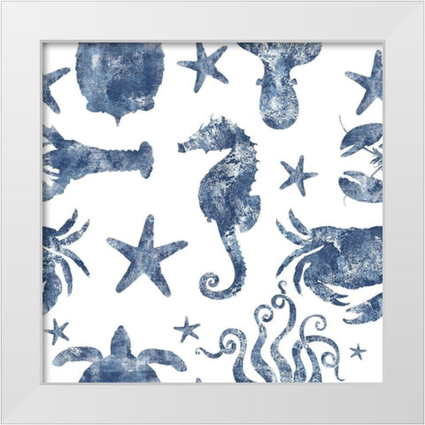 Marine Life Repeating White Modern Wood Framed Art Print by Lavoie, Tina
