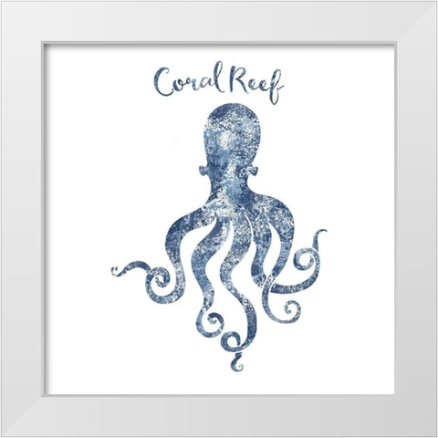 Octopus Coral Reef White Modern Wood Framed Art Print by Lavoie, Tina