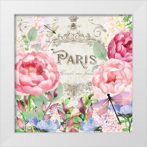 Paris Flower Market I White Modern Wood Framed Art Print by Lavoie, Tina