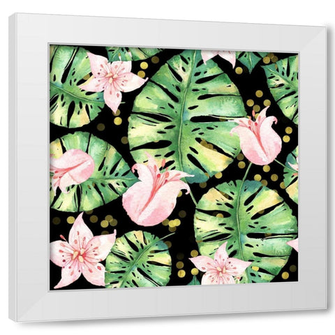 Tropical Monstera Floral Pattern White Modern Wood Framed Art Print by Lavoie, Tina