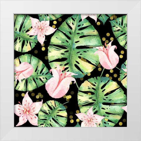 Tropical Monstera Floral Pattern White Modern Wood Framed Art Print by Lavoie, Tina
