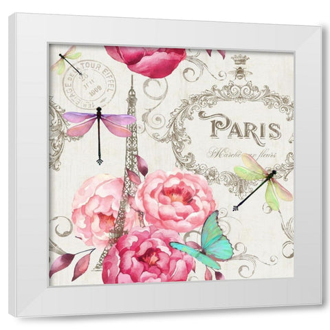 Paris Flower Market Pattern White Modern Wood Framed Art Print by Lavoie, Tina