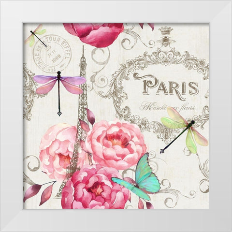 Paris Flower Market Pattern White Modern Wood Framed Art Print by Lavoie, Tina