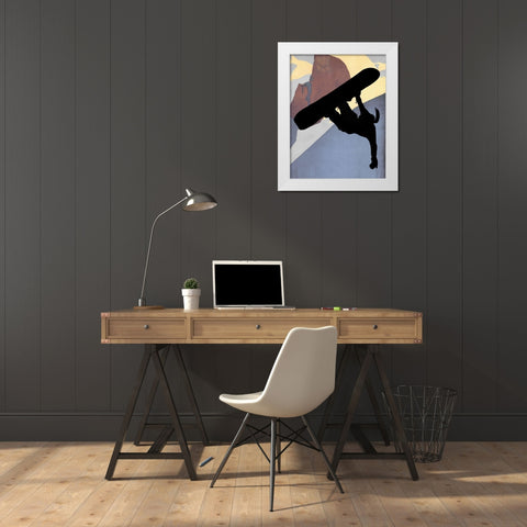 Snowboarding Betty Evening Light White Modern Wood Framed Art Print by Lavoie, Tina