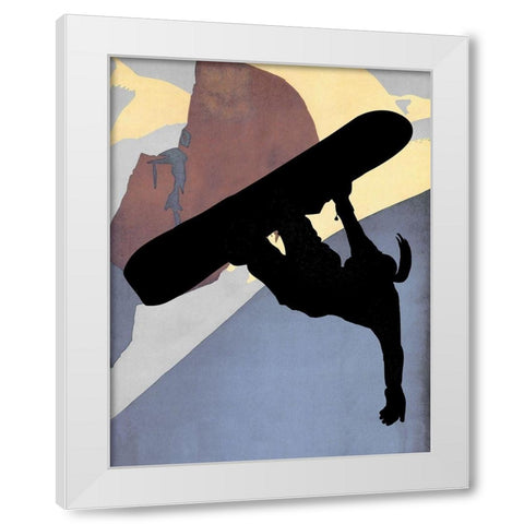 Snowboarding Betty Evening Light White Modern Wood Framed Art Print by Lavoie, Tina