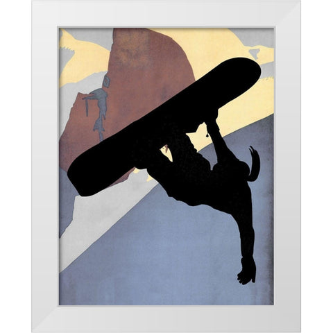Snowboarding Betty Evening Light White Modern Wood Framed Art Print by Lavoie, Tina