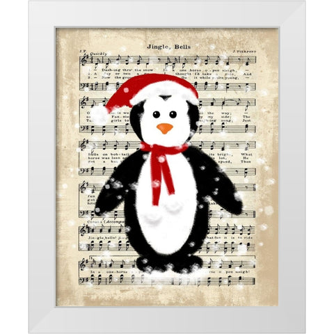 Christmas Penguin White Modern Wood Framed Art Print by Lavoie, Tina