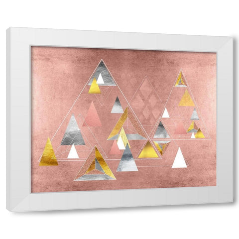 Park Avenue Abstract Geometric Christmas Trees White Modern Wood Framed Art Print by Lavoie, Tina