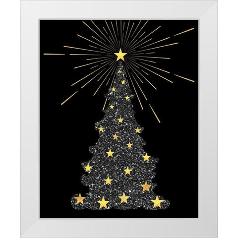 Park Avenue Starry Christmas Tree White Modern Wood Framed Art Print by Lavoie, Tina