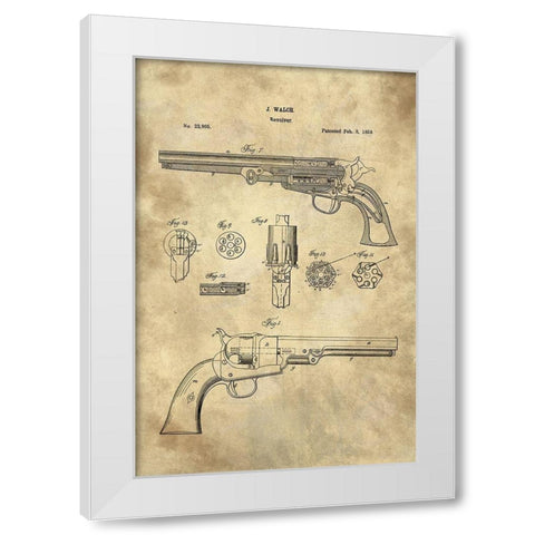 Revolver Blueprint Industrial Farmhouse White Modern Wood Framed Art Print by Lavoie, Tina