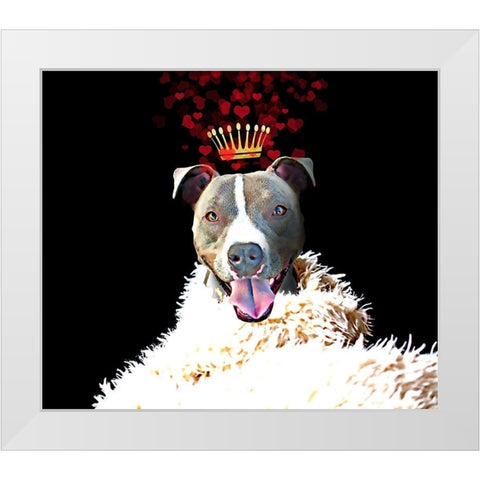 Royal Love Pup - Pit Bull Terrier White Modern Wood Framed Art Print by Lavoie, Tina