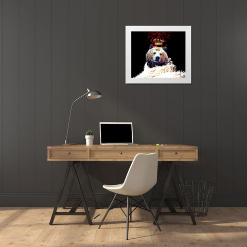 Royal Love Grizzly Bear White Modern Wood Framed Art Print by Lavoie, Tina