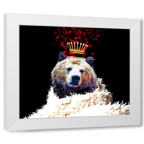 Royal Love Grizzly Bear White Modern Wood Framed Art Print by Lavoie, Tina