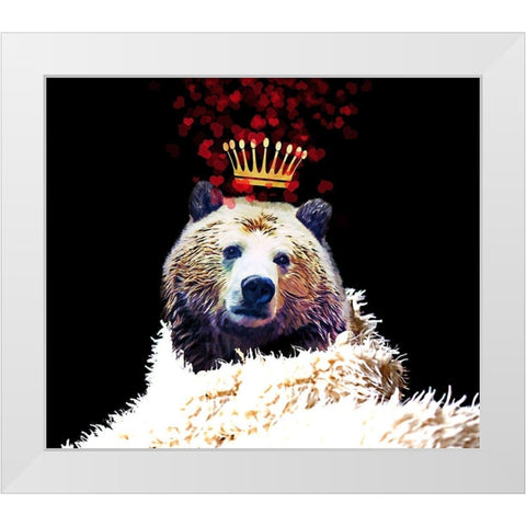Royal Love Grizzly Bear White Modern Wood Framed Art Print by Lavoie, Tina