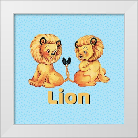 Cute Baby Lions White Modern Wood Framed Art Print by Lavoie, Tina