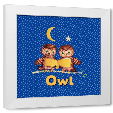 Cute Baby Owls White Modern Wood Framed Art Print by Lavoie, Tina