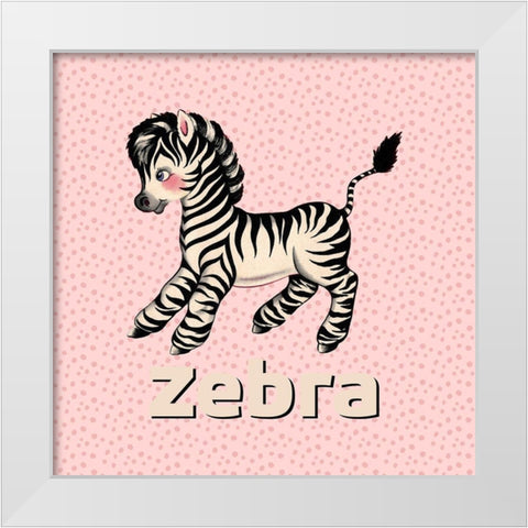 Cute Baby Zebra White Modern Wood Framed Art Print by Lavoie, Tina