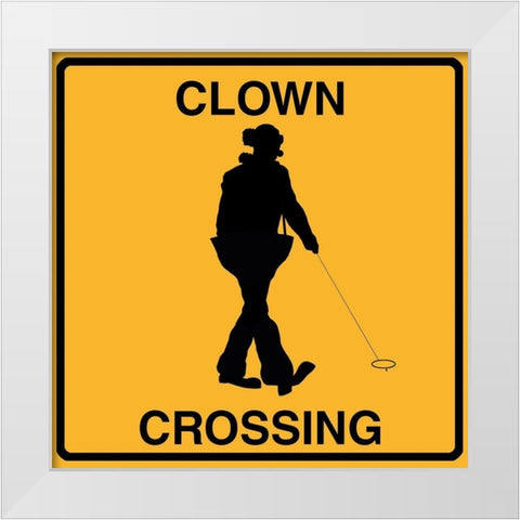Clown Crossing White Modern Wood Framed Art Print by Lavoie, Tina