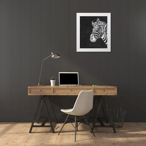 Silver Zebra White Modern Wood Framed Art Print by Lavoie, Tina