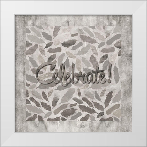 Gray Feathers Celebrate White Modern Wood Framed Art Print by Lavoie, Tina