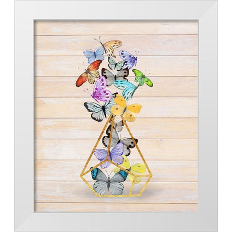Rustic Butterfly Terrarium White Modern Wood Framed Art Print by Lavoie, Tina