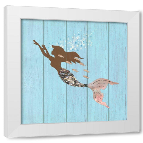 Swimming With The Fishes I White Modern Wood Framed Art Print by Lavoie, Tina