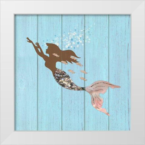 Swimming With The Fishes I White Modern Wood Framed Art Print by Lavoie, Tina