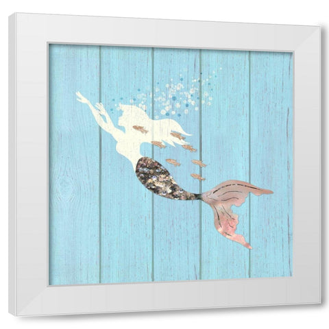 Swimming With The Fishes II White Modern Wood Framed Art Print by Lavoie, Tina