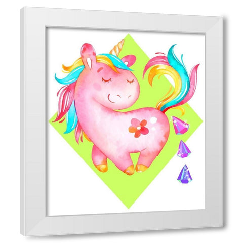 Unicorns Poop Crystals I White Modern Wood Framed Art Print by Lavoie, Tina