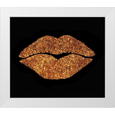 Copper Glitter Kiss White Modern Wood Framed Art Print by Lavoie, Tina