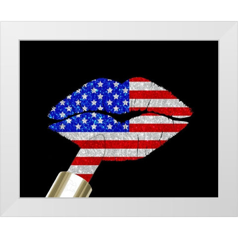 Patriotic Lips I White Modern Wood Framed Art Print by Lavoie, Tina