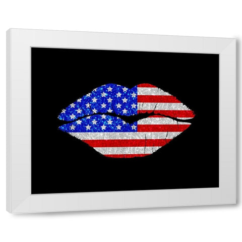 Patriotic Lips II White Modern Wood Framed Art Print by Lavoie, Tina