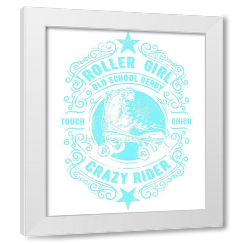 Roller Girl Aqua Tee White Modern Wood Framed Art Print by Lavoie, Tina