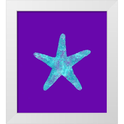 Sponge Sea Star Aqua White Modern Wood Framed Art Print by Lavoie, Tina
