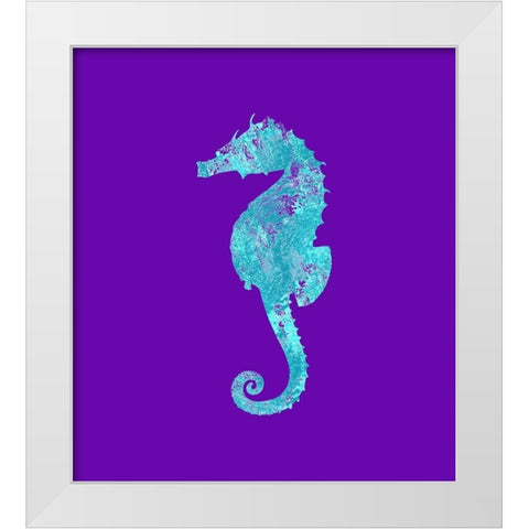 Sponge Seahorse Aqua White Modern Wood Framed Art Print by Lavoie, Tina