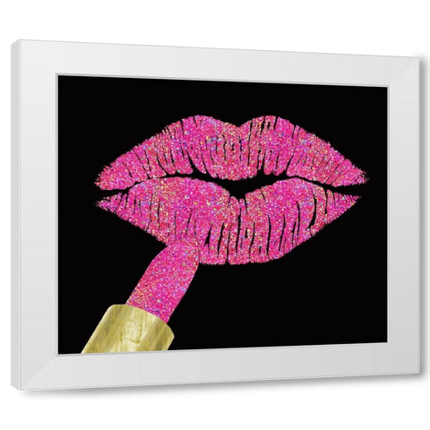 Iridescent Glitter Kiss Hot Pink White Modern Wood Framed Art Print by Lavoie, Tina