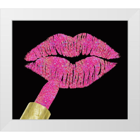 Iridescent Glitter Kiss Hot Pink White Modern Wood Framed Art Print by Lavoie, Tina