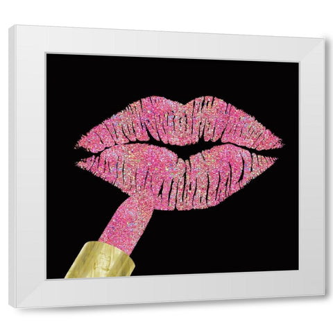 Iridescent Glitter Kiss Pink White Modern Wood Framed Art Print by Lavoie, Tina