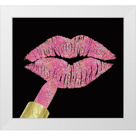 Iridescent Glitter Kiss Pink White Modern Wood Framed Art Print by Lavoie, Tina