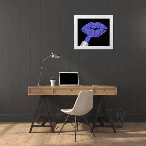 Iridescent Glitter Lips Purple White Modern Wood Framed Art Print by Lavoie, Tina