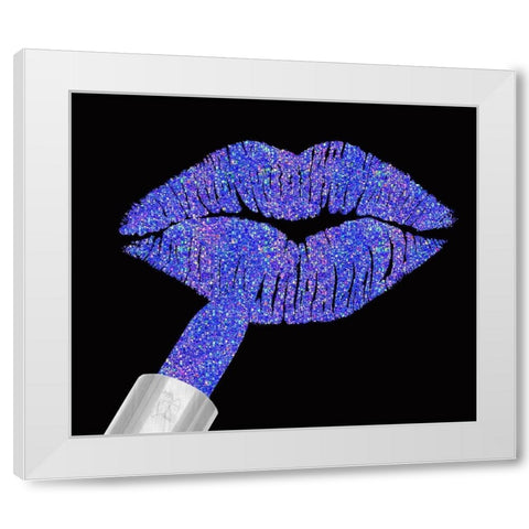 Iridescent Glitter Lips Purple White Modern Wood Framed Art Print by Lavoie, Tina