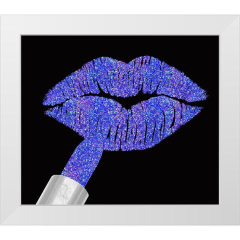 Iridescent Glitter Lips Purple White Modern Wood Framed Art Print by Lavoie, Tina