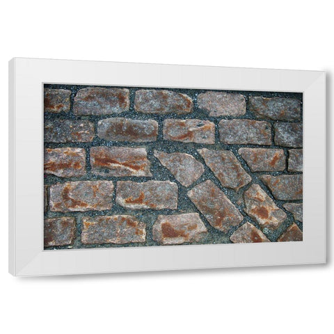 Old Montreal Cobblestones 01 White Modern Wood Framed Art Print by Lavoie, Tina
