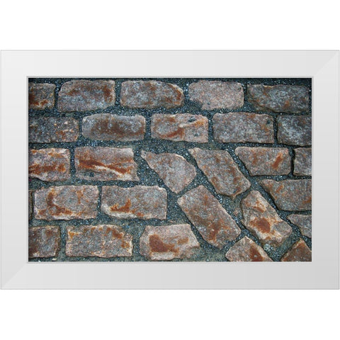 Old Montreal Cobblestones 01 White Modern Wood Framed Art Print by Lavoie, Tina