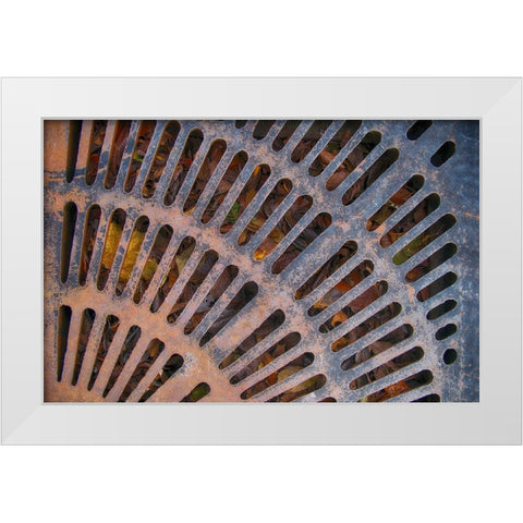 Old Montreal Metal Grate 01 White Modern Wood Framed Art Print by Lavoie, Tina
